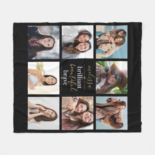 Couverture Polaire Brillant Beau Brave Photo Collage (Devant (Horizontal))
