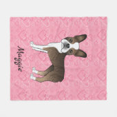 Couverture Polaire Brindle Boston Terrier Chien Sur Coeurs Rose Et No (Devant (Horizontal))