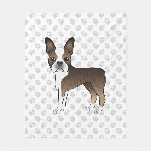 Couverture Polaire Brindle Boston Terrier Cute Cartoon Chig & Paws (Devant)