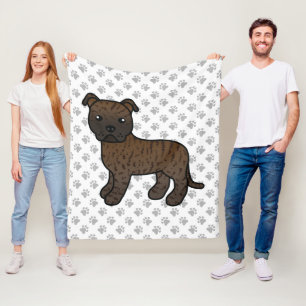 Couverture Polaire Brindle English Staffie Chien de Dessin Animé Mign