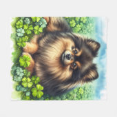 Couverture Polaire Brindle Sable Pomeranian Shamrock vert (Devant (Horizontal))