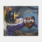 Couverture Polaire Brittany Spaniel Chien Whimsical Halloween Peintur (Devant (Horizontal))