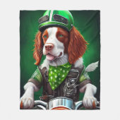 Couverture Polaire Brittany Spaniel conduite vélo St. Patrick's Day (Devant)