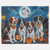Couverture Polaire Brittany Spaniel Halloween Effrayant (Devant (Horizontal))