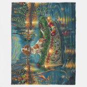 Couverture Polaire Brittany Spaniel Noël Festive Voyage (Devant)