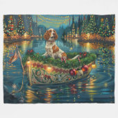 Couverture Polaire Brittany Spaniel Noël Festive Voyage (Devant (Horizontal))