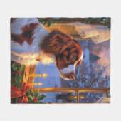 Couverture Polaire Brittany Spaniel with Christmas Lights Holiday  (Devant (Horizontal))