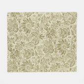 Couverture Polaire Brocade Botanique Toile Florale Motif Vert Sauge (Devant (Horizontal))
