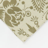 Couverture Polaire Brocade Botanique Toile Florale Motif Vert Sauge (Coin)