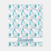 Couverture Polaire Broderie et Patchwork Bleu (Devant)
