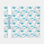 Couverture Polaire Broderie et Patchwork Bleu (Devant (Horizontal))
