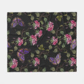 Couverture Polaire Broderie fleurs de datura et papillons sans soudur (Devant (Horizontal))