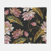 Couverture Polaire Broderie Lotus Fleurs Motif sans couture (Devant (Horizontal))