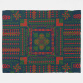 Couverture Polaire Broderie palestinienne Tatreez rouge vert 5 Motif (Devant (Horizontal))