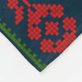 Couverture Polaire Broderie palestinienne Tatreez rouge vert 5 Motif (Coin)