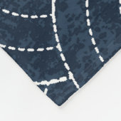 Couverture Polaire Broderie Sashiko : Indigo Motif japonais. (Coin)