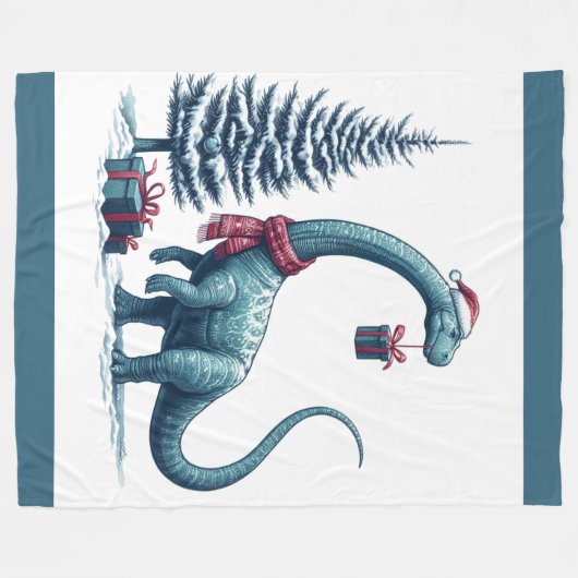 Couverture Polaire Brontosaurus dinosaure de Noël (Devant (Horizontal))
