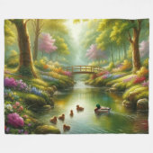 Couverture Polaire Brook de printemps avec canards/fleurs (Devant (Horizontal))
