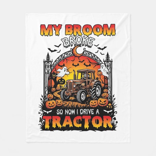 Couverture Polaire Broom Broke Tractor Halloween Witch Ghosts_1 (Devant)