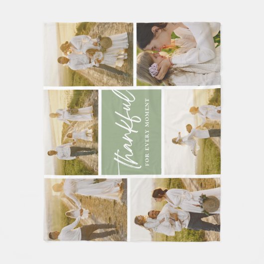 Couverture Polaire Brossé Merci modifiable couleur photo Collage de c (Devant)