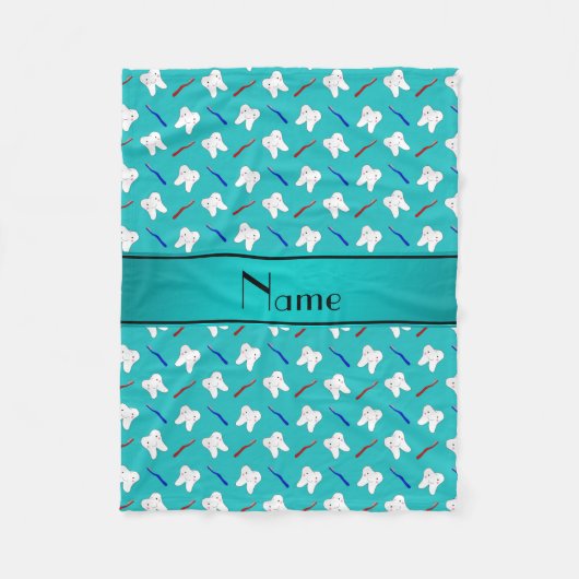 Couverture Polaire Brosses de turquoise et motif nommés faits sur (Devant)