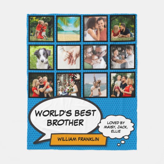 Couverture Polaire Brother Photo Collage Cool moderne amusant Comic B (Devant)