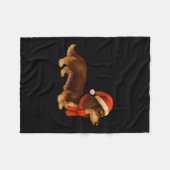 Couverture Polaire Brown And Tan Christmas Dachshund Santa Hat  (Devant (Horizontal))