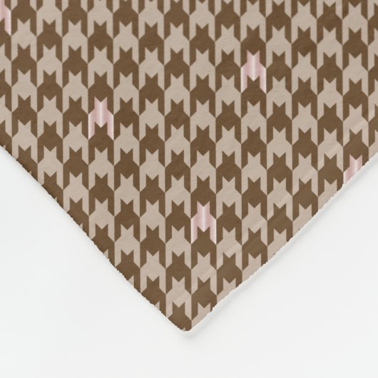 Couverture Polaire Brown avec Rose Houndstooth Fleece Blanche (Coin)