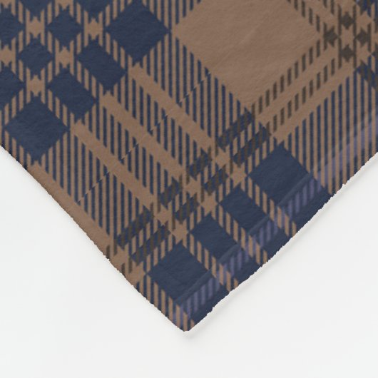 Couverture Polaire Brown bleu Tartan Plaid Rustique Motif (Coin)