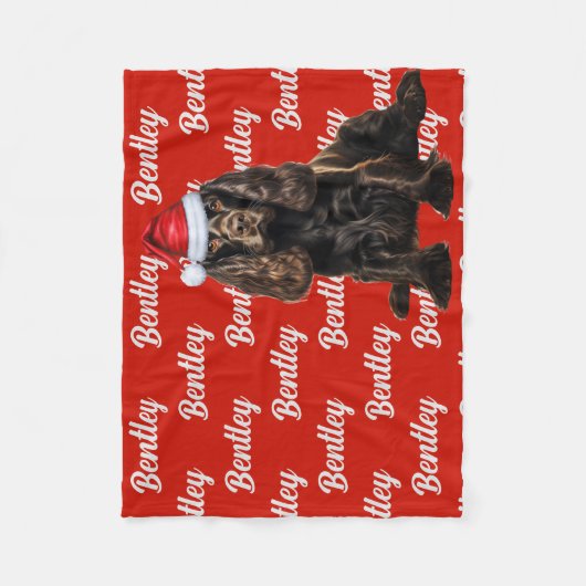 Couverture Polaire Brown Cocker Spaniel Chien Nom Personnalisé Noël (Devant)