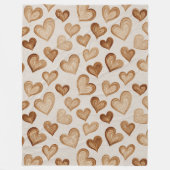 Couverture Polaire Brown Cream Hearts Stripes (Devant)