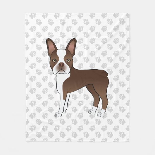 Couverture Polaire Brown Et Blanc Boston Terrier Cartoon Chien & Pâte (Devant)