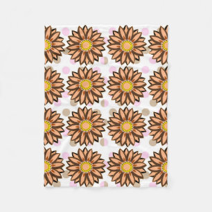 Couverture Polaire Brown Flowers pink Polka dot Floral pattern