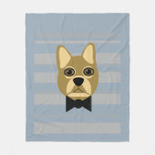 Couverture Polaire Brown Frenchie Bulldog, Stripes (Devant)