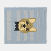 Couverture Polaire Brown Frenchie Bulldog, Stripes (Devant (Horizontal))