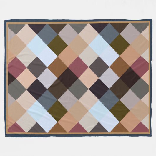 Couverture Polaire Brown gris foncé Mauve Taupe Carrés Mosaïque Motif (Devant (Horizontal))