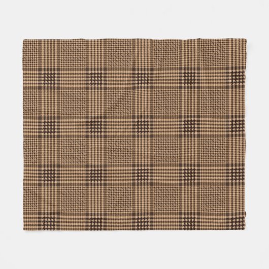 Couverture Polaire Brown Houndstooth Scottish Check Plaid Motif (Devant (Horizontal))