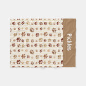 Couverture Polaire Brown n’Tan Chig Paws Blanche en polaire (Devant (Horizontal))
