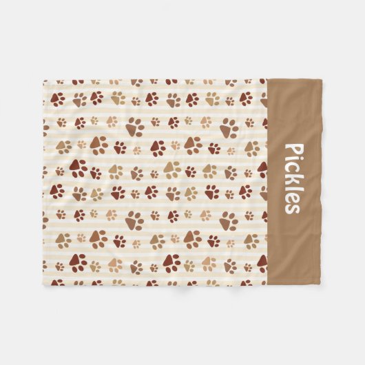 Couverture Polaire Brown n’Tan Chig Paws Blanche en polaire (Devant (Horizontal))
