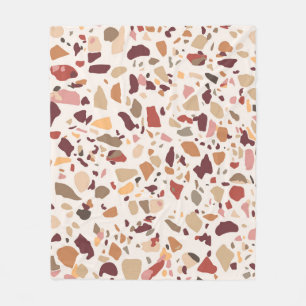 Couverture Polaire Brown terrazzo : vintage, motif à la mode.