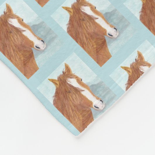Couverture Polaire Brown Wild Horse Blue Mountain Lake - acrylique. (Coin)