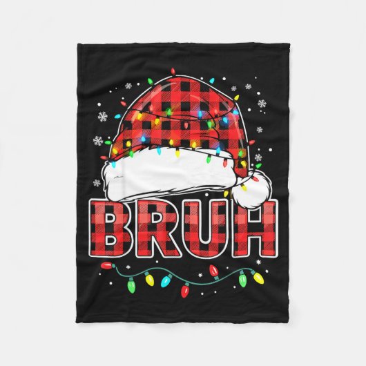Couverture Polaire Bruh Funny Santa Hat Lights Christmas  (Devant)