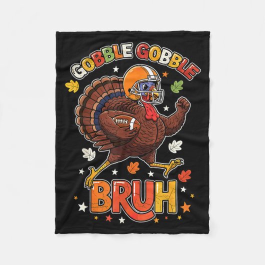 Couverture Polaire Bruh Funny Thanksgiving Turkey Gobble Football Boy (Devant)