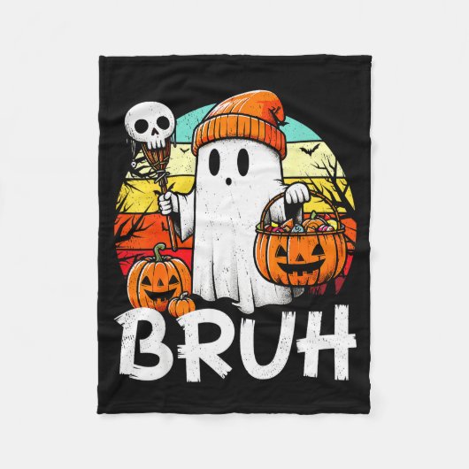Couverture Polaire Bruh Ghost Funny Halloween Boo Soky Halloween Bruh (Devant)