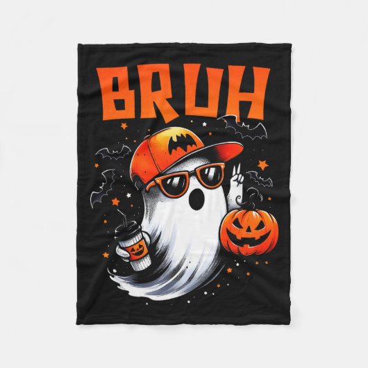 Couverture Polaire Bruh Ghost Halloween Cute Ghost Trick Or Treat Can (Devant)