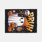 Couverture Polaire Bruh Ghost Halloween mignon Ghost Tricot Ou Traite (Devant (Horizontal))