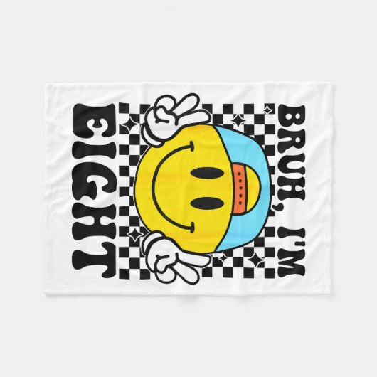 Couverture Polaire Bruh I'm Eight 8 8th Birthday Groovy Boys Girls 8 (Devant (Horizontal))