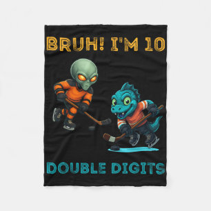 Couverture Polaire Bruh, j'ai deux chiffres Anniversaire 10 ans Alien