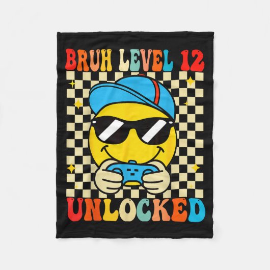 Couverture Polaire Bruh Level 12 Unlocked Smile Face Video Gamer 12th (Devant)