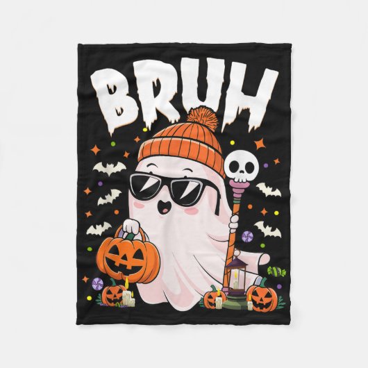 Couverture Polaire Bruh Mignonne Ghost Trick Ou Traiter Costume Hallo (Devant)